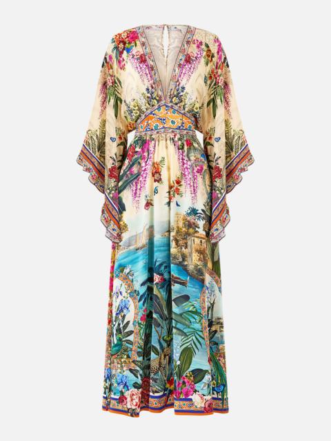 WAISTED DRESS WITH KIMONO SLEEVE