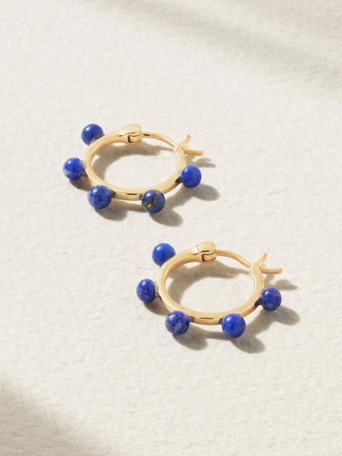 Small Dot 14-karat Gold Lapis Lazuli Hoop Earrings