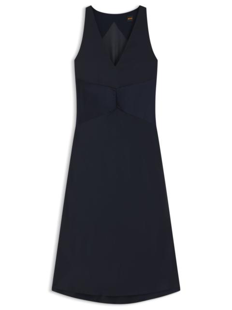 CRINKLE-SATIN DRESS WITH GATHERED FRONT