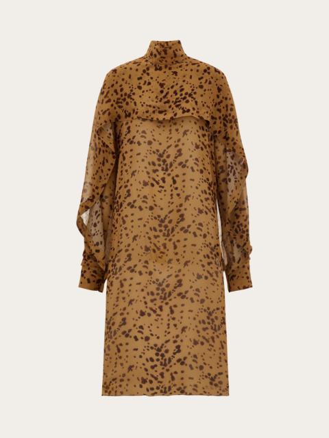 Silk dress with orchid print