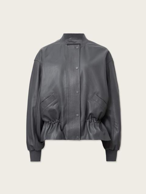 SOFI DRAWSTRING LEATHER BOMBER JACKET