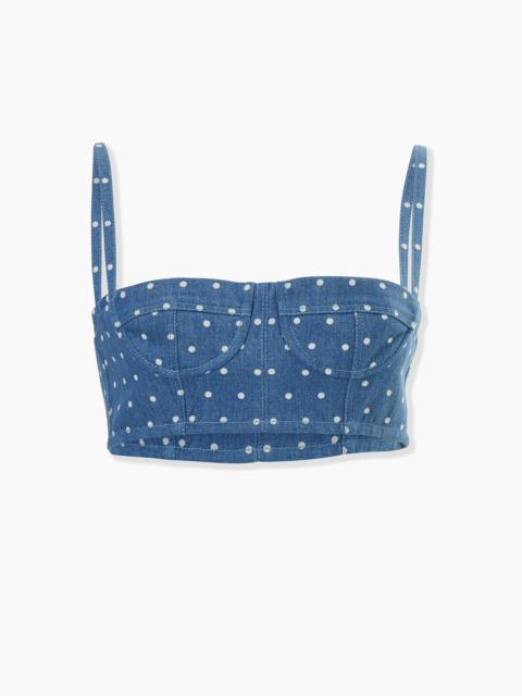 Polka Dot Denim Cropped Bustier Top