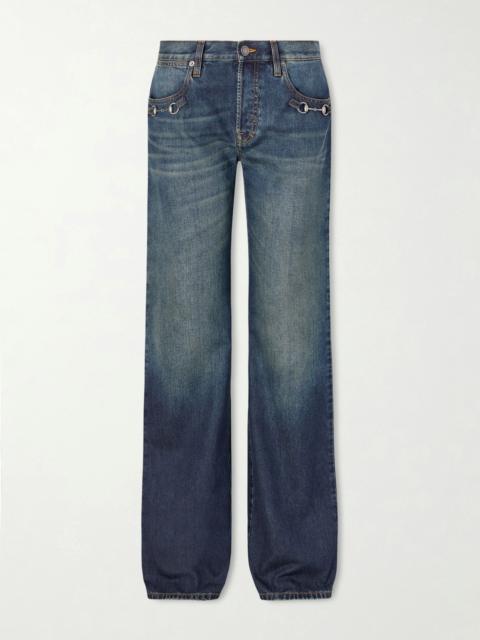 Horsebit-embellished Mid-rise Wide-leg Jeans