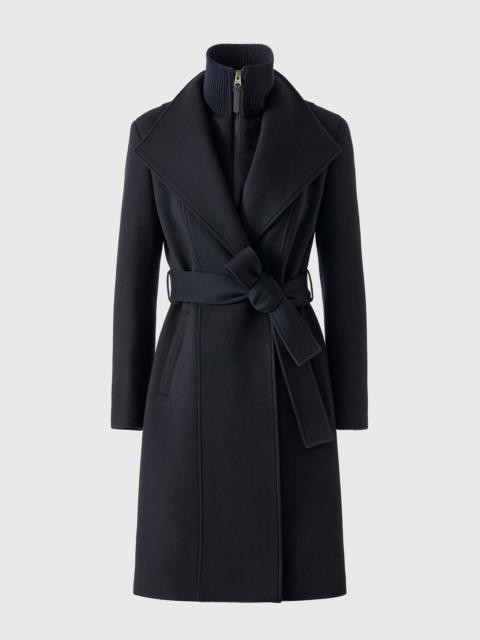 NORITA-Z 2-in-1 double face wool coat with sash