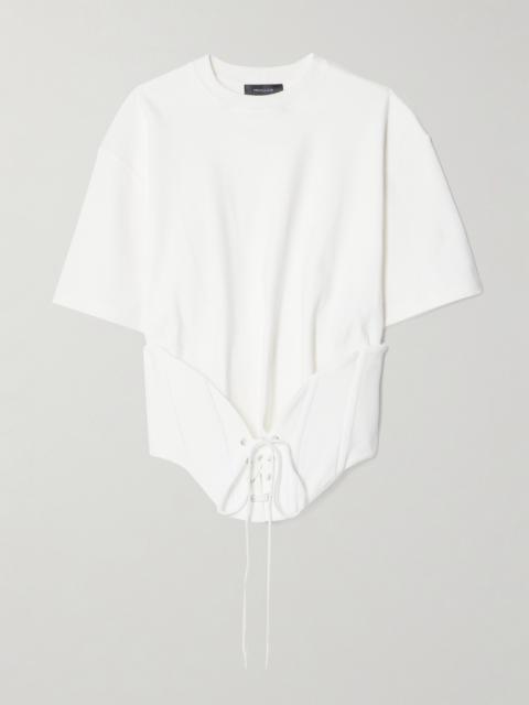 Lace-up Stretch-crepe And Cotton-jersey T-shirt