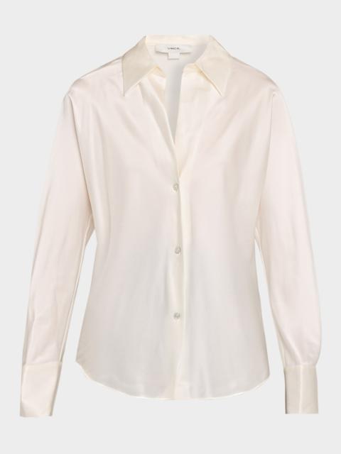 Bias Silk Long-Sleeve Blouse