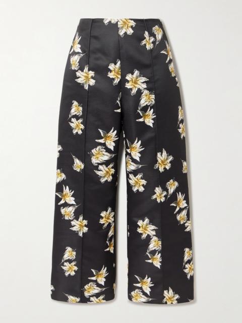 Daffy Paneled Floral-print Faille Wide-leg Pants