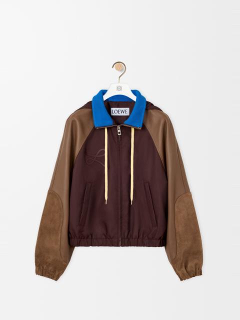 Bomber jacket in nylon, nappa lambskin and suede calfskin