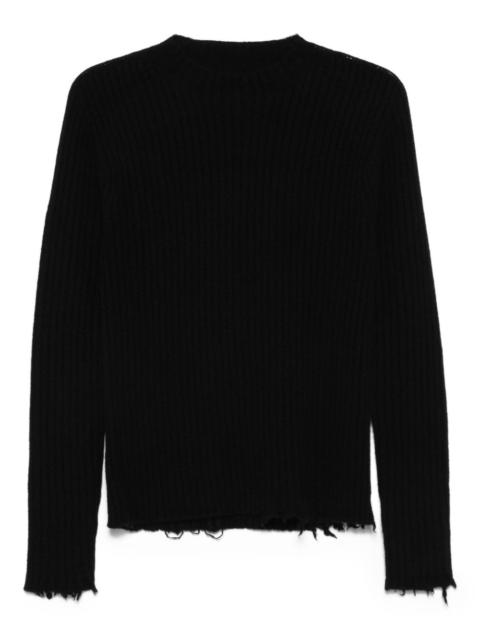 ribbed frayed-edge jumper