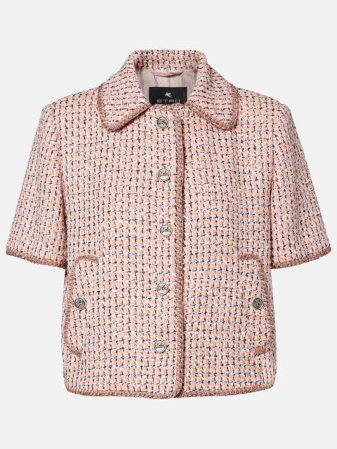 Cropped cotton and wool-blend tweed jacket