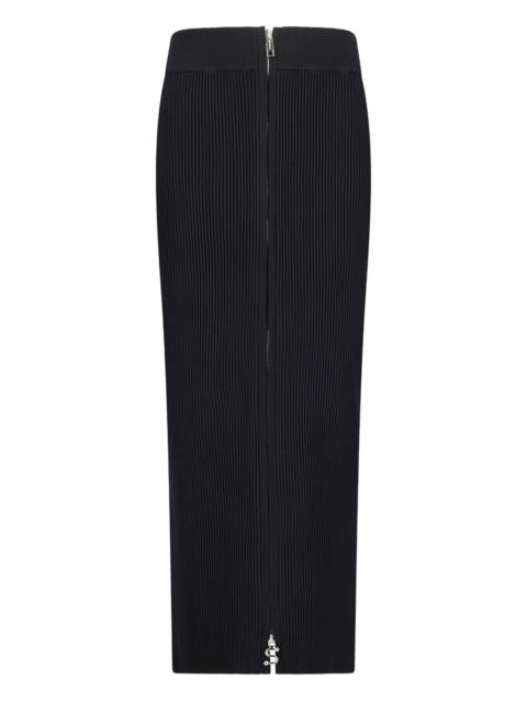ribbed zip-front maxi skirt