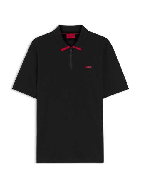 CONTRAST-LOGO POLO SHIRT IN COTTON PIQUÉ