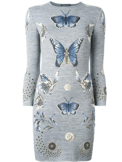 butterfly jacquard knit dress