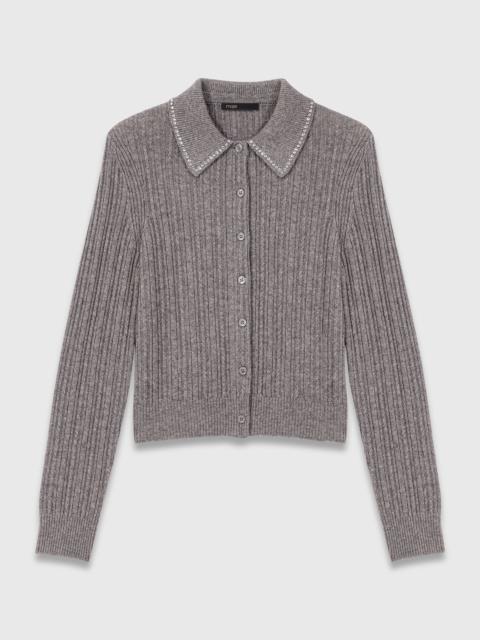 Rhinestone collar cardigan