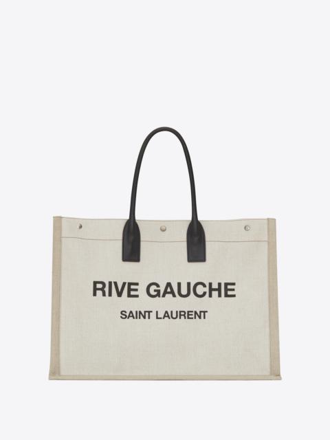rive gauche tote bag in linen and leather