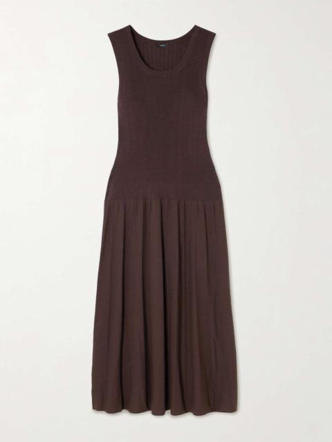 Ribbed-knit midi dress Brown