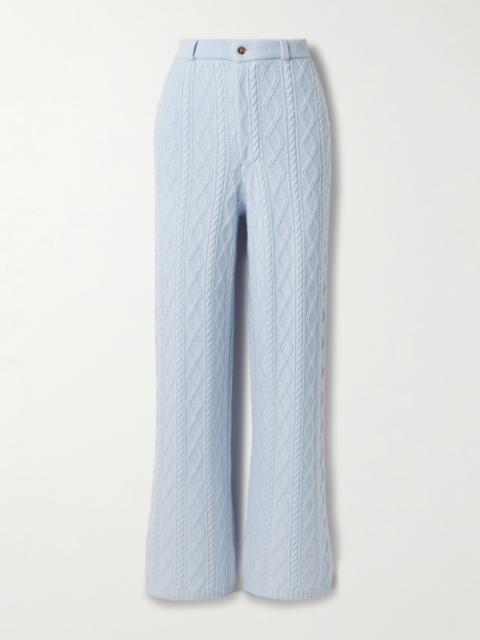 Cable-knit Wool And Cashmere-blend Straight-leg Pants