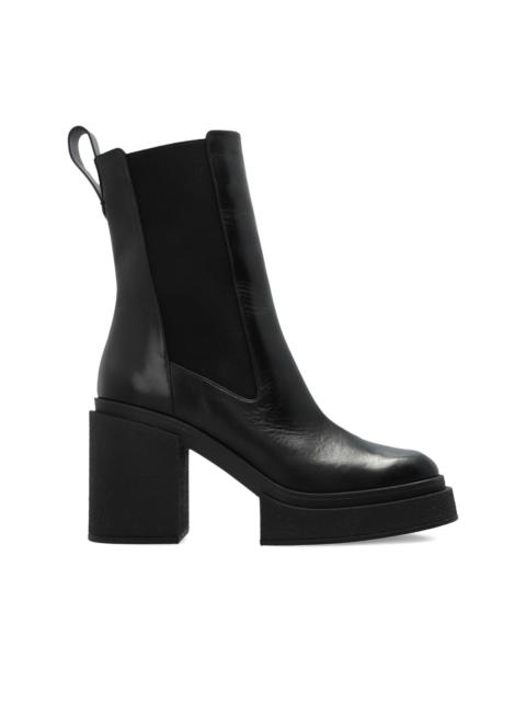 100mm platform leather boots