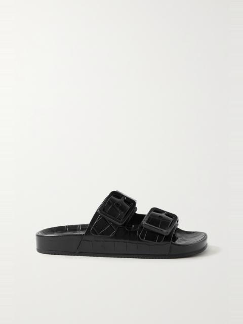Mallorca croc-effect leather slides