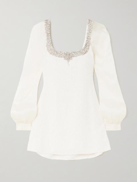 Daisy Crystal And Bead-embellished Stretch-tulle Mini Dress