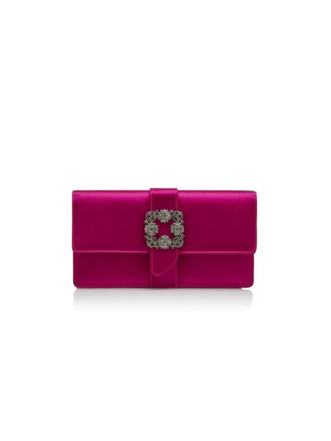 Dark Fuchsia Satin Jewel Buckle Clutch