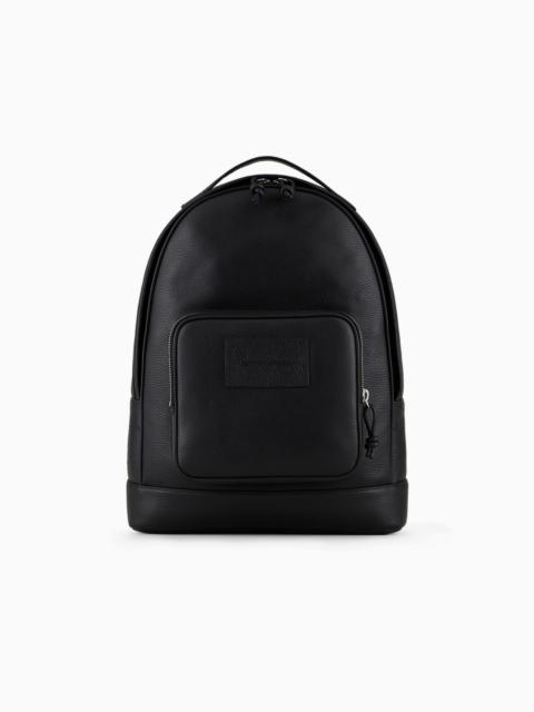 Rounded backpack in tumbled leather