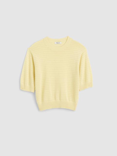 Textural-Stitch Crewneck Sweater in 100% Cotton