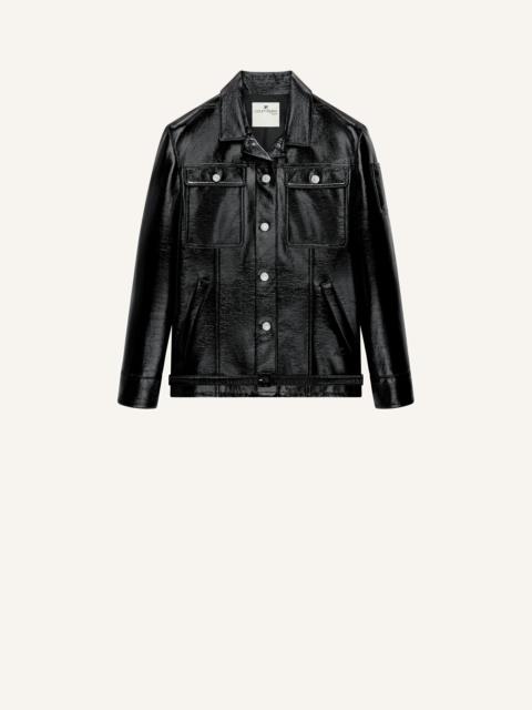 BELTED VINYL TRUCKER JACKET