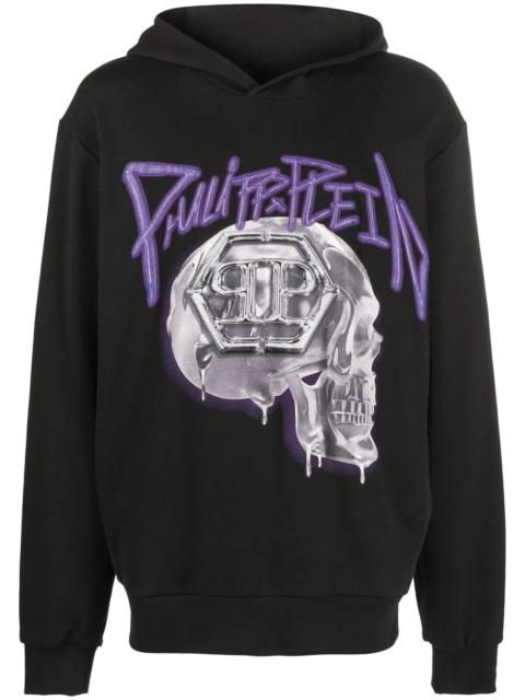 skull-print cotton hoodie