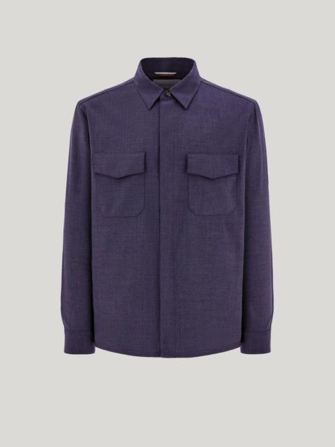 BLUE RELAXED FIT PURE WOOL OVERSHIRT