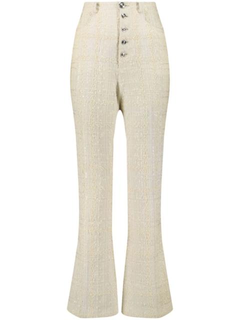 bouclÃ© high-waisted flared trousers