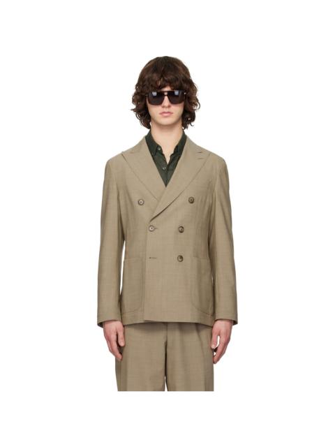 Beige Double-Breasted Blazer