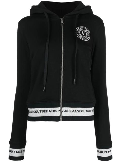 logo-embroidered zip-up hoodie