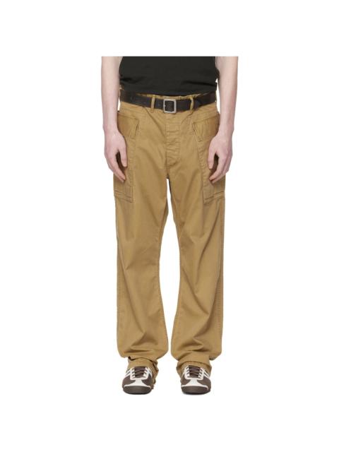 Tan Herringbone Twill Cargo Pants