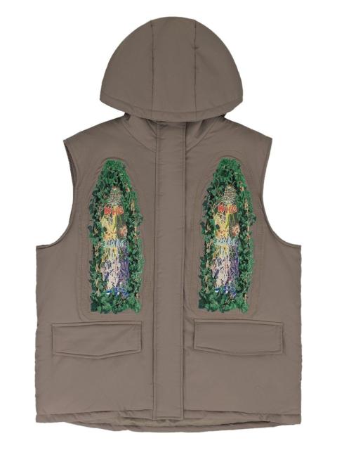 graphic-print gilet