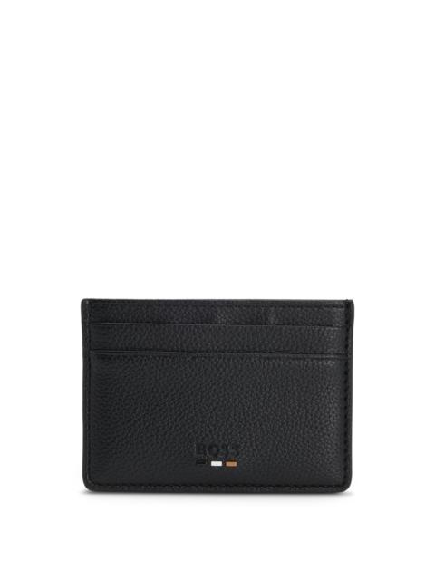 GRAINED FAUX-LEATHER CARD HOLDER WITH SIGNATURE DETAILS