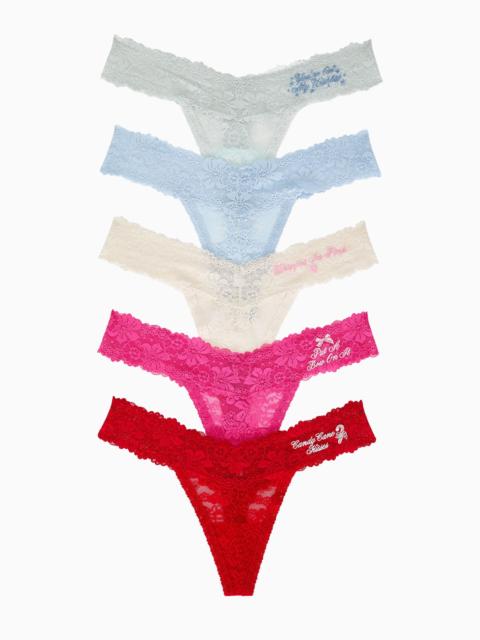 PINK x LoveShackFancy Wink Lace Thong Panties - Pack of 5