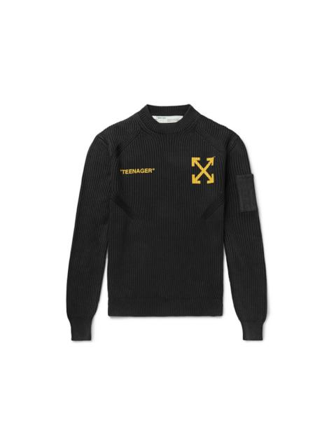 OFF-WHITE Flamed Bart Knit Sweater Black