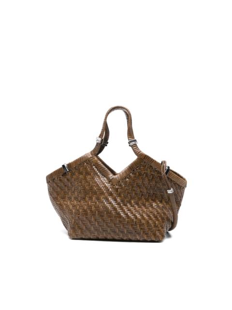 woven leather tote bag