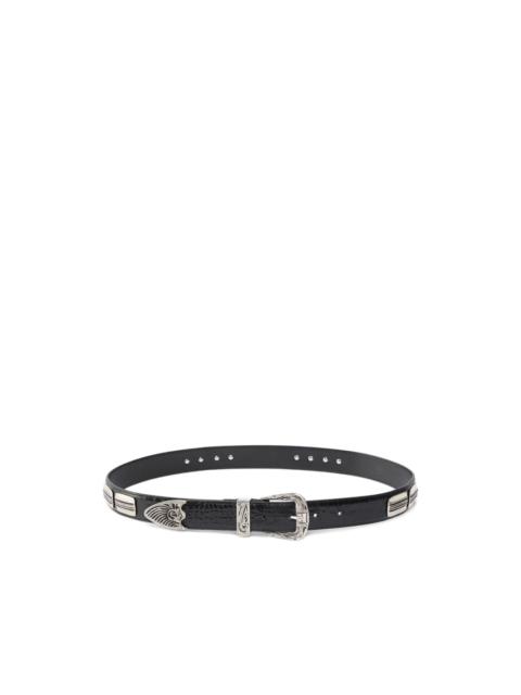 crocodile-effect leather belt