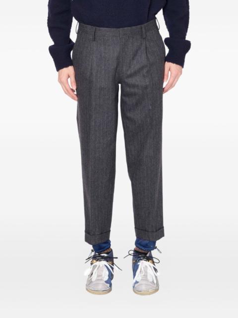 pinstripe wool trousers