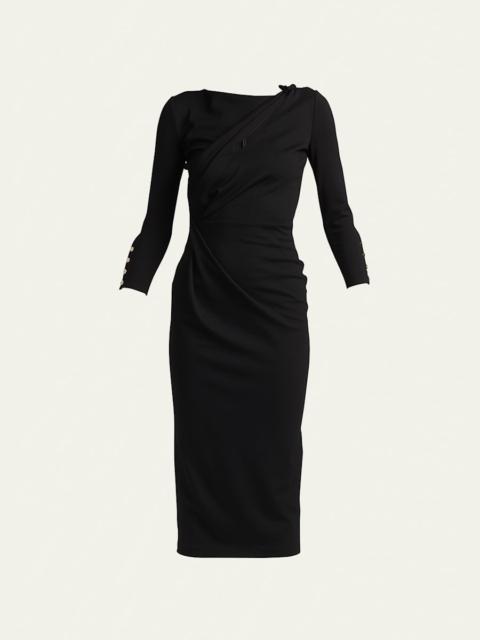Asymmetric Keyhole Midi Dress