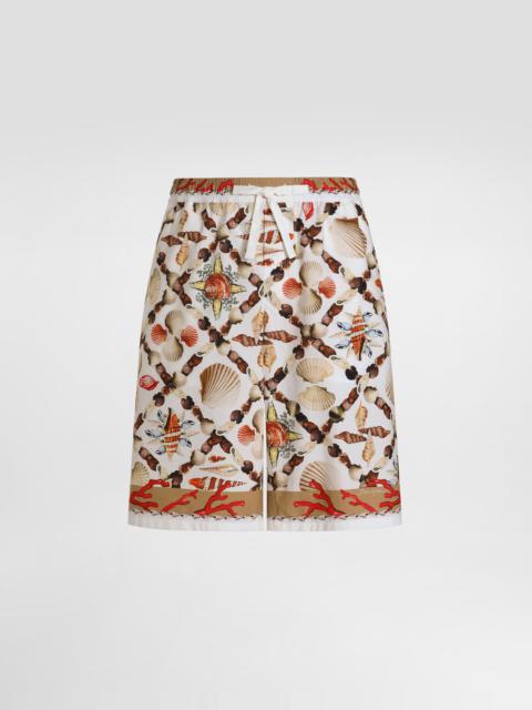 shell-print poplin trousers