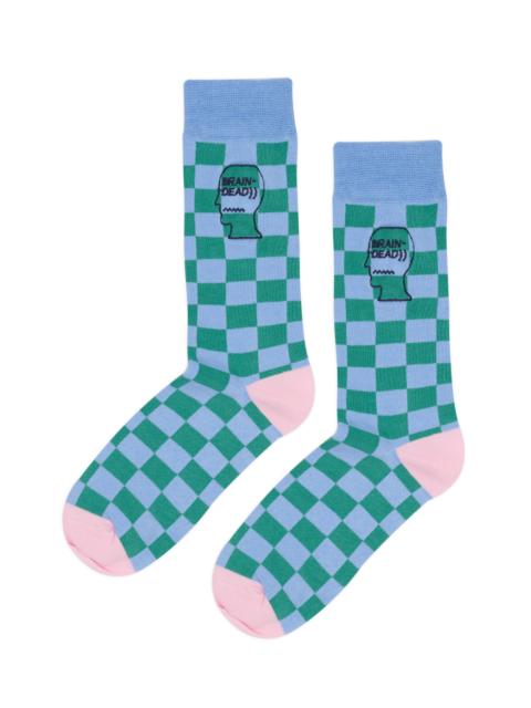 Logohead Dress Socks - Blue Checkered