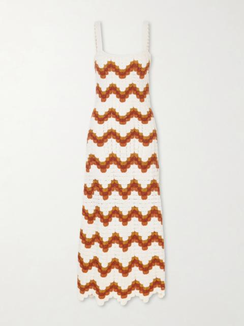 Marea Striped Crocheted Cotton Maxi Dress