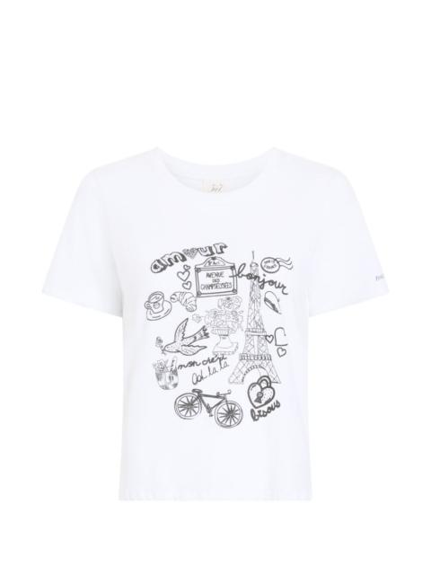 Rhinestone doodle shrunken T-shirt