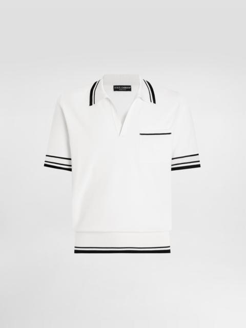 Silk piqué polo shirt