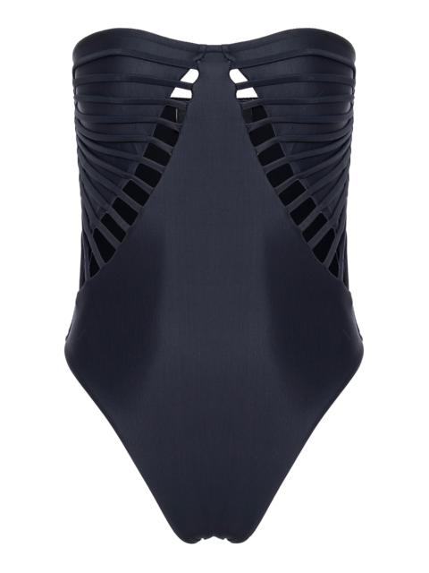 x Sabine Getty Cutout Strapless One-Piece Swimsuit black
