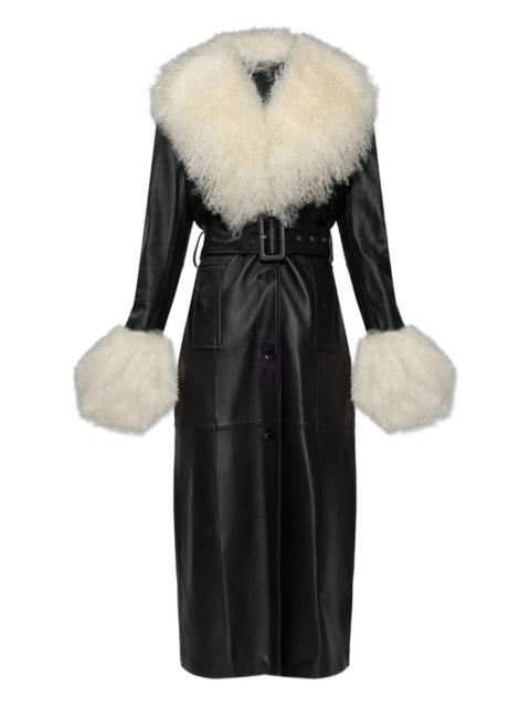 Monica fur-trim belted coat