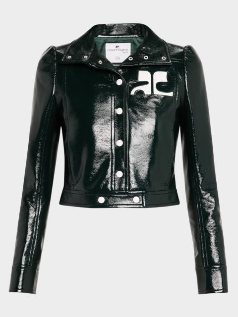 Textured Vinyl Crop Jacket